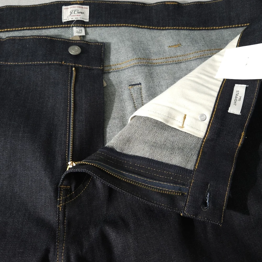 J.Crew 770 Straight Fit Jeans 44x34 Dark‎ Rinse Wash Denim Classic Mens Straight